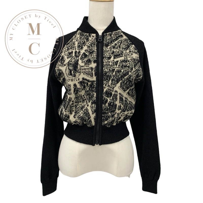 クリスチャンディオール CHRISTIAN DIOR アウター ウール ブラック ベージュ Plan de Paris ボンバージャケット ロゴ