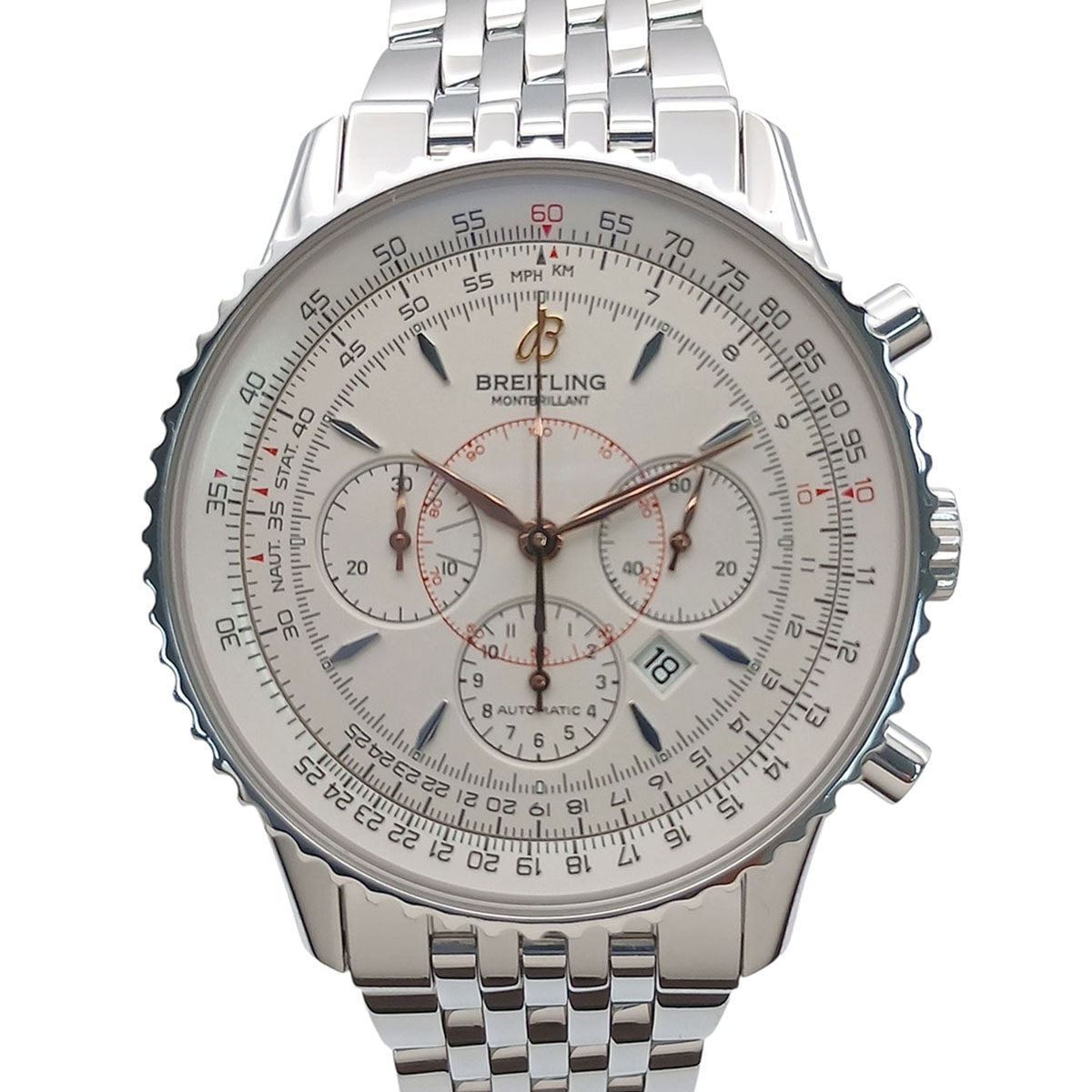BREITLING ブライトリング ナビタイマー モンブラリン 38mm 腕時計 A417G34NP ステンレススチール ホワイト シルバー メンズ【中古】
