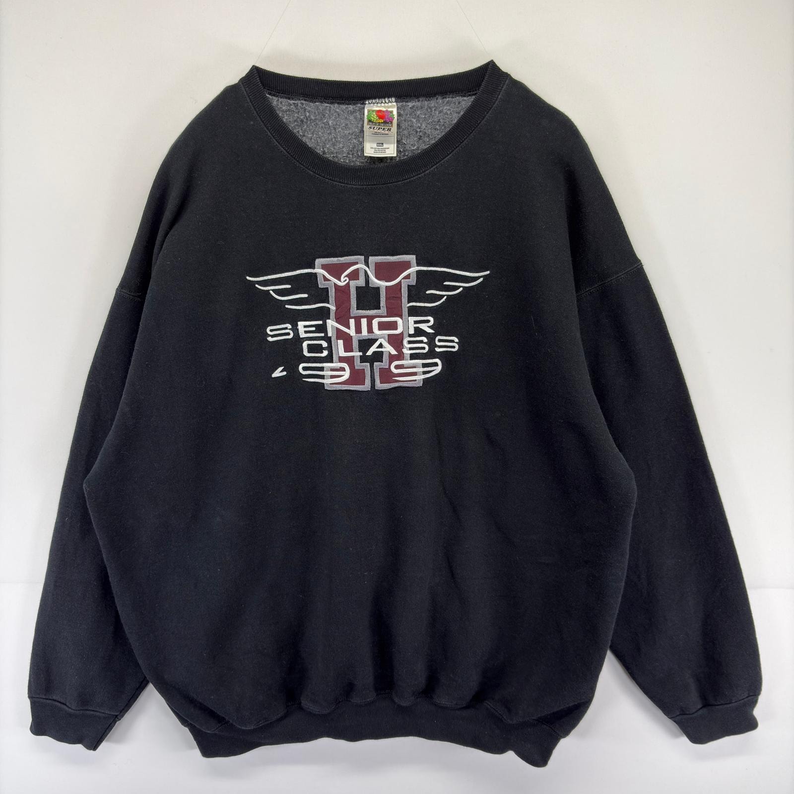 古着 フルーツオブザルーム FRUIT OF THE LOOM スウェット プルオーバー 刺繍 トレーナー 大きいサイズ 2XL  ブラック系 メンズ
