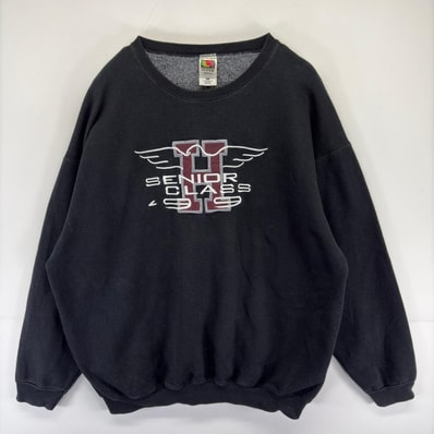 古着 フルーツオブザルーム FRUIT OF THE LOOM スウェット プルオーバー 刺繍 トレーナー 大きいサイズ 2XL ブラック系 メンズ