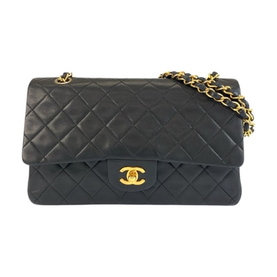 美品 CHANEL シャネル ヴィンテージ マトラッセ ダブルフラップ ココマーク ブラック 黒 ゴールド金具 レザー チェーンショルダーバッグ 506568 【中古】