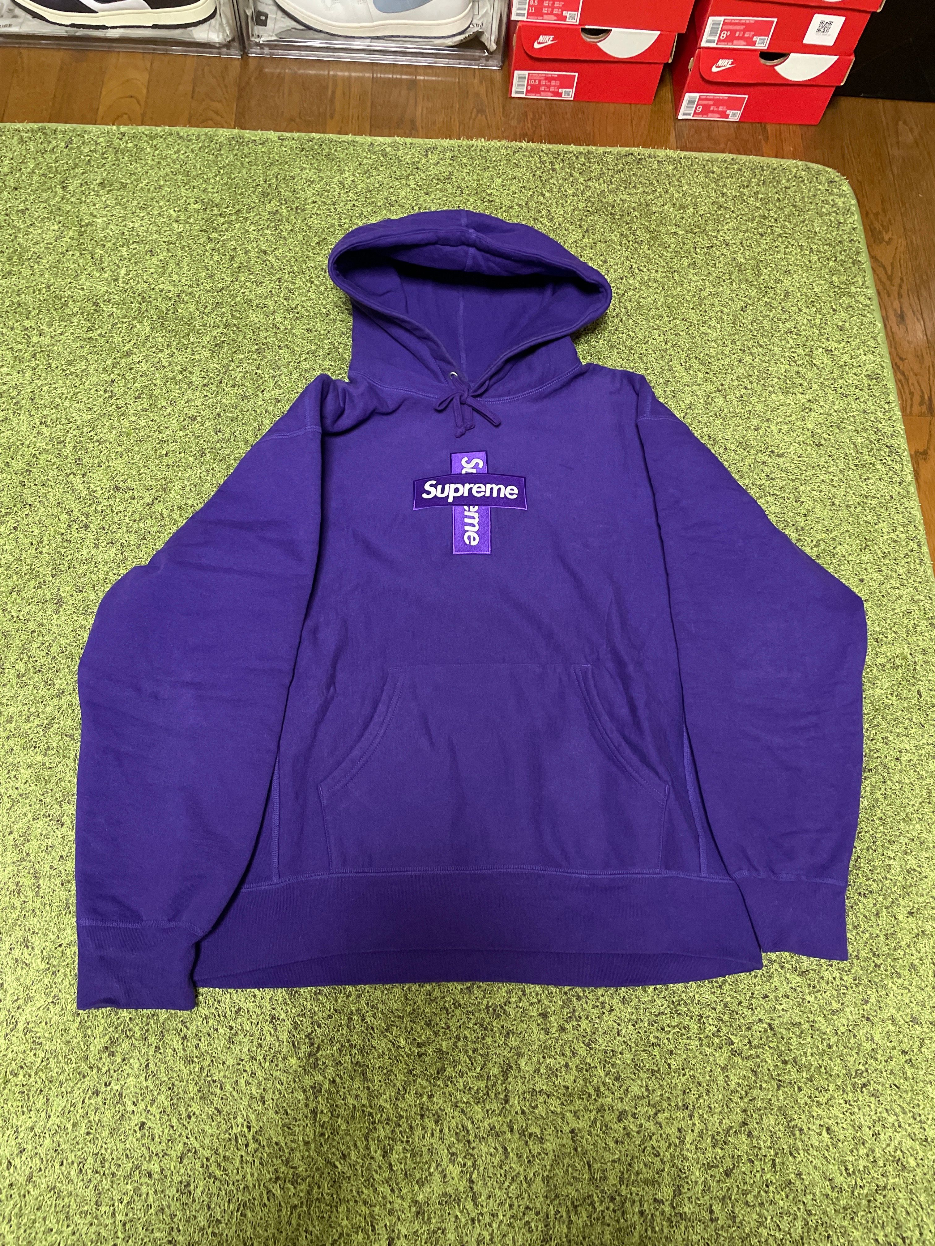 Supreme Cross Box Logo Hooded Sweatshirt "Purple"