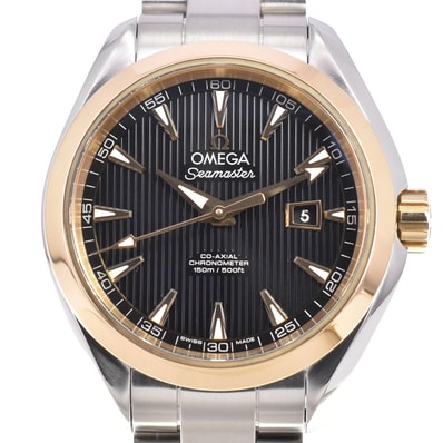 オメガ OMEGA 231.20.34.20.01.004 シーマスター アクアテラ 150m デイト ブラック 自動巻き レディース 美品 箱付き 腕時計 G#147266