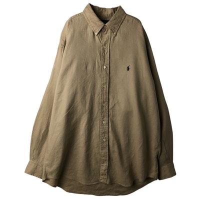 古着 ラルフローレン Ralph Lauren BLAKE 長袖 リネン ボタンダウンシャツ メンズL相当/eaa458330