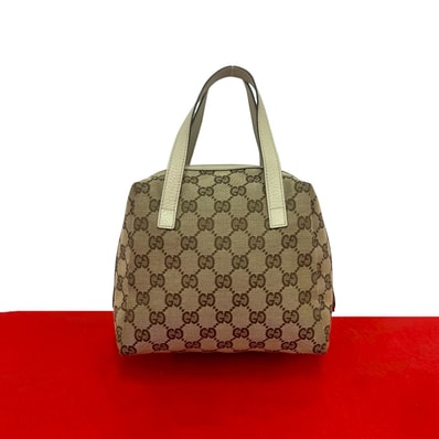 GUCCI グッチ GG 柄 キャンバス レザー ハンドバッグ ベージュ
59499