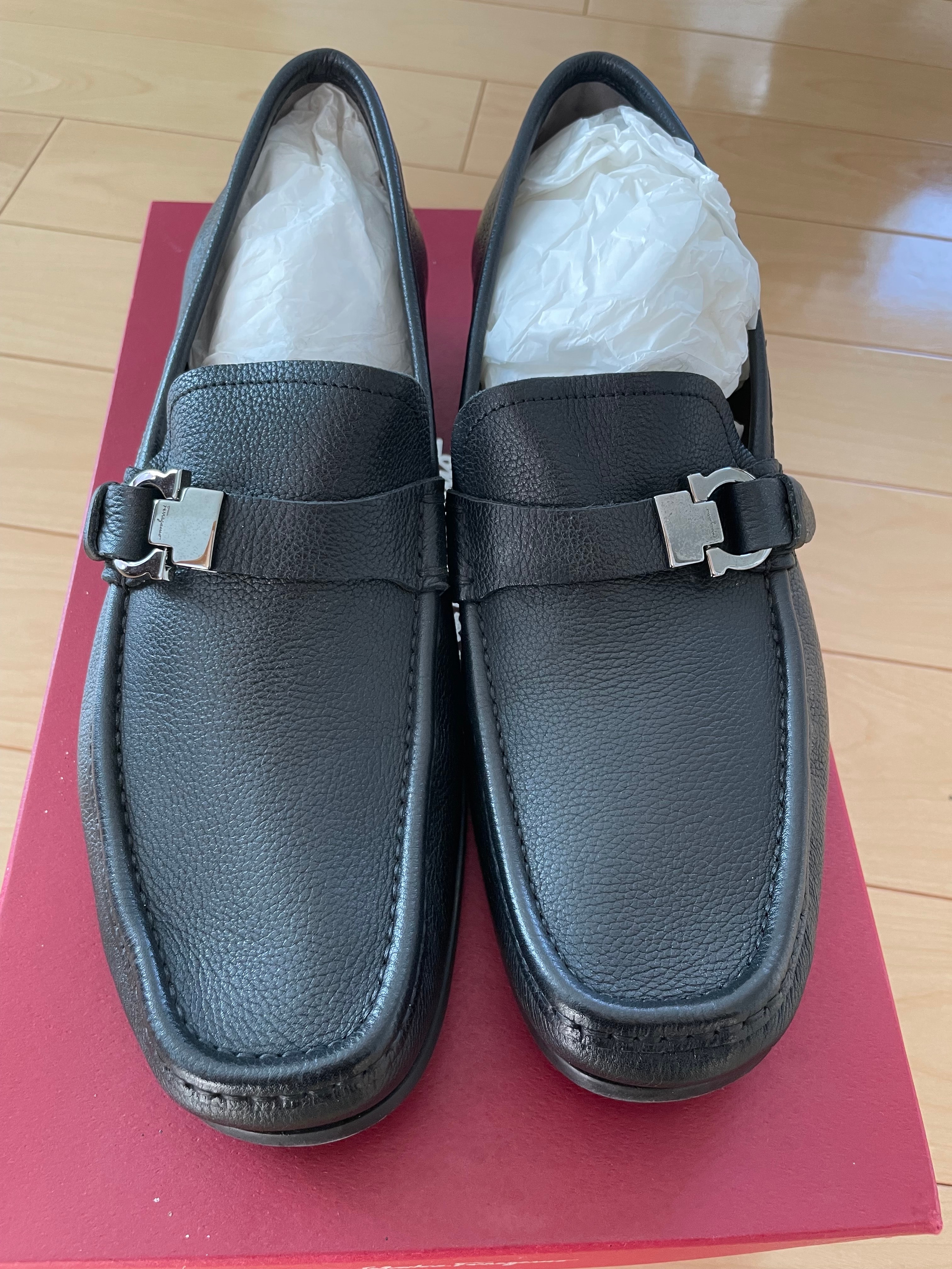 【美品】Salvatore Ferragamo フェラガモ ADAM ガンチーニ ローファー ブラック 7.5EEE 幅広 本革