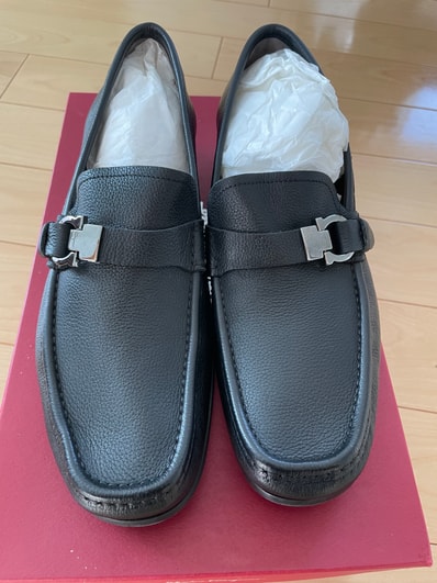 【美品】Salvatore Ferragamo フェラガモ ADAM ガンチーニ ローファー ブラック 7.5EEE 幅広 本革