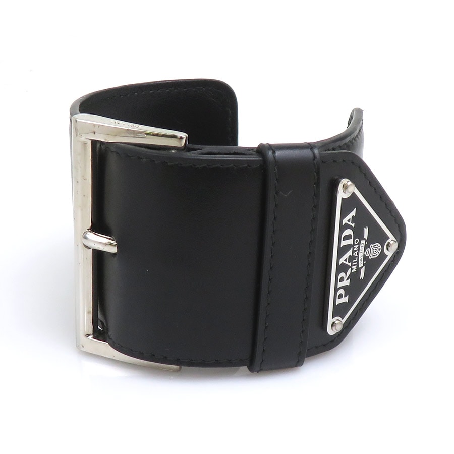 プラダ PRADA バングル アームバングル レザー ブラック ユニセックス 1IB404【中古】 h32116k