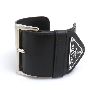 プラダ PRADA バングル アームバングル レザー ブラック ユニセックス 1IB404【中古】 h32116k