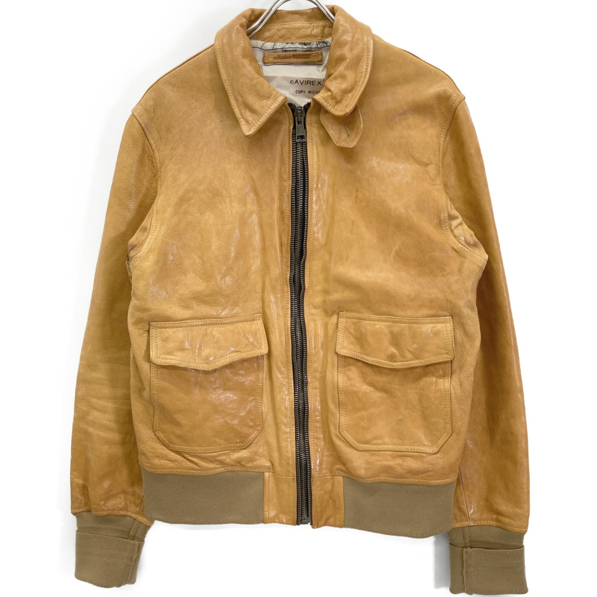 アヴィレックス オレンジ 21011001 ゴートレザー シングルライダースジャケット 50