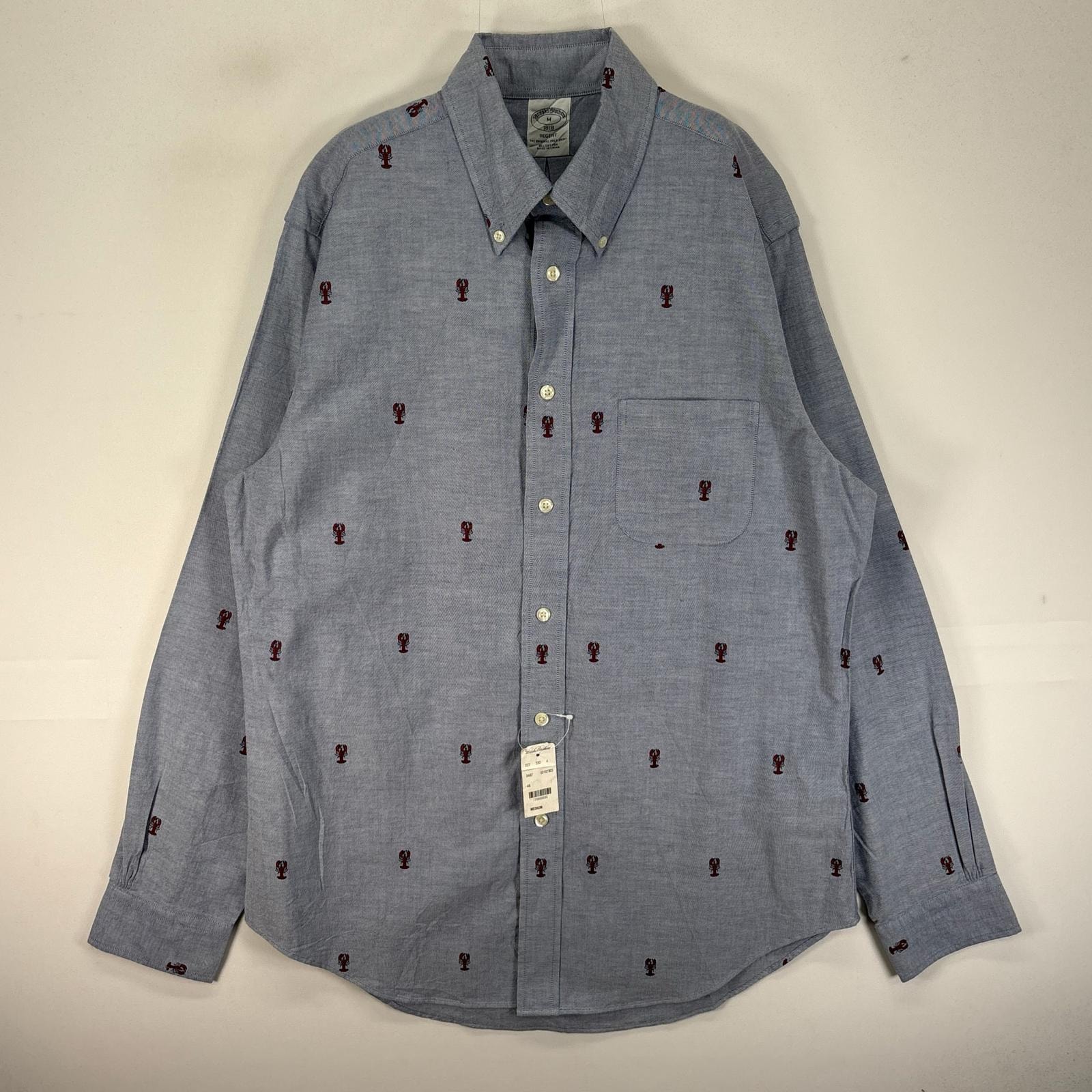 古着 ブルックスブラザーズ Brooks Brothers 長袖シャツ ボタンダウン 1818 ロブスター M  ブルー系 総柄 メンズ