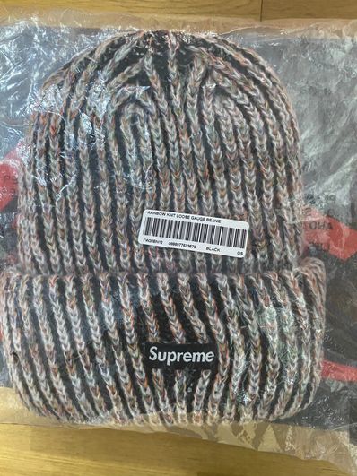 Supreme Rainbow Knit Loose Gauge Beanie "Black" (21FW)