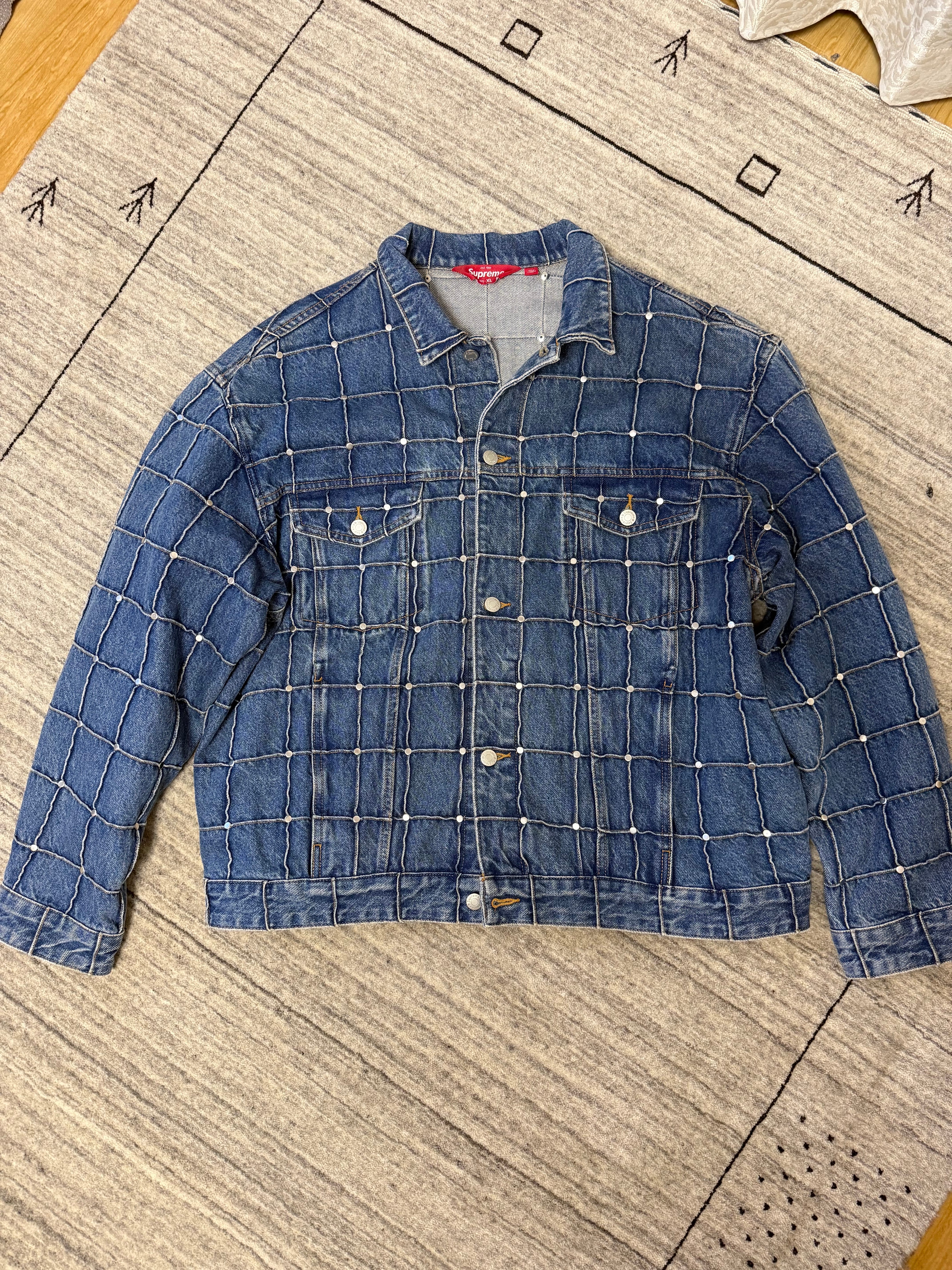 Supreme Studded Seam Denim Trucker Jacket "Blue"