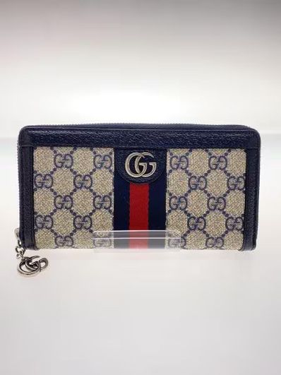 GUCCI Ophidia GG Zip Around Wallet "Beige/Blue"
