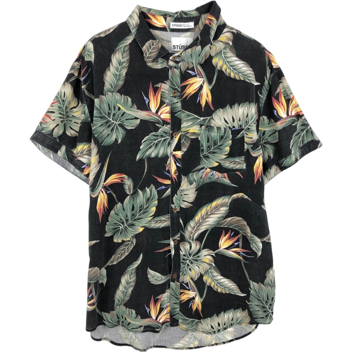 古着 ステューシー STUSSY リーフ柄 ハワイアンアロハシャツ メンズXL相当/eaa614556