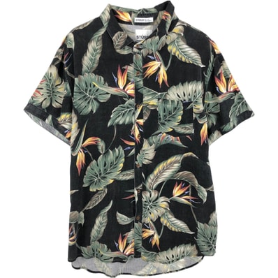 古着 ステューシー STUSSY リーフ柄 ハワイアンアロハシャツ メンズXL相当/eaa614556