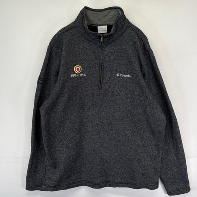 古着 コロンビア Columbia フリース ジャケット ハーフジップ ワンポイントロゴ刺繍 スピットファイア トレーナー L グレー系 メンズ