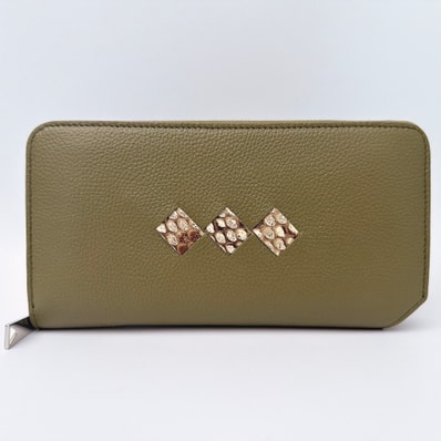 Bottega Veneta Tre Zip Around Wallet "Alga/Rock/Bone/Fondente"