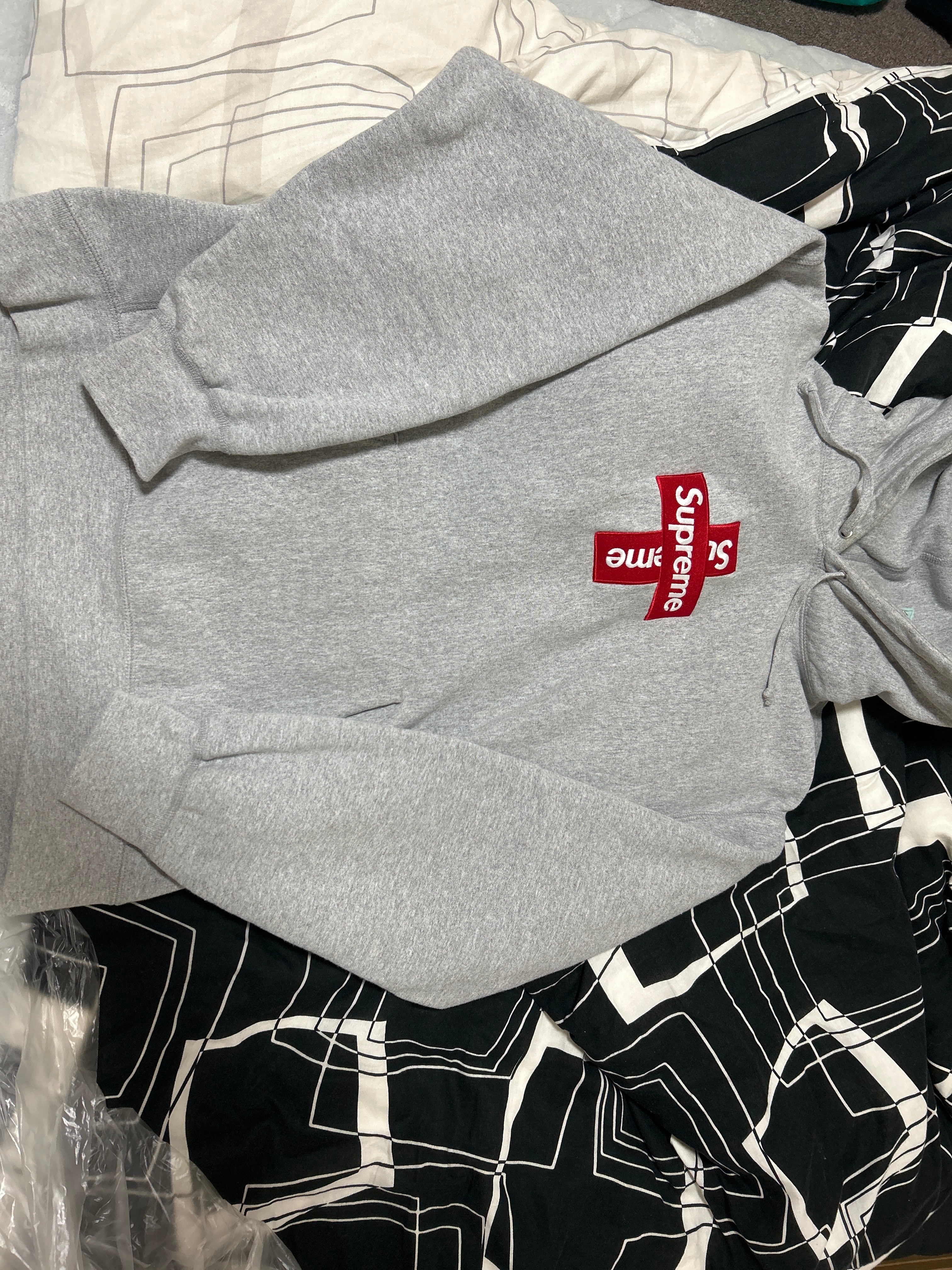 Supreme Cross Box Logo Hooded Sweatshirt "Grey"