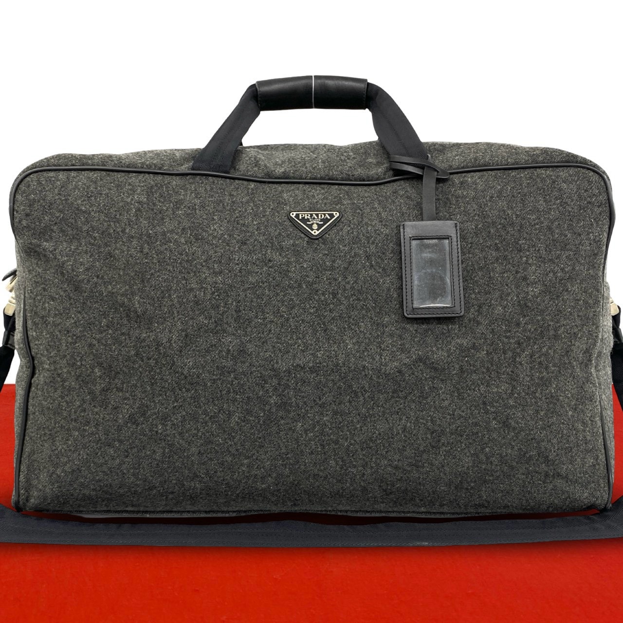 B (目立った傷や汚れなし)】PRADA プラダ 三角ロゴ 金具 ウール
