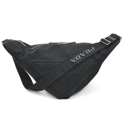 プラダ PRADA ショルダーバッグ トライアングル キャンバス ブラック メンズ 2VY007【中古】 56752k