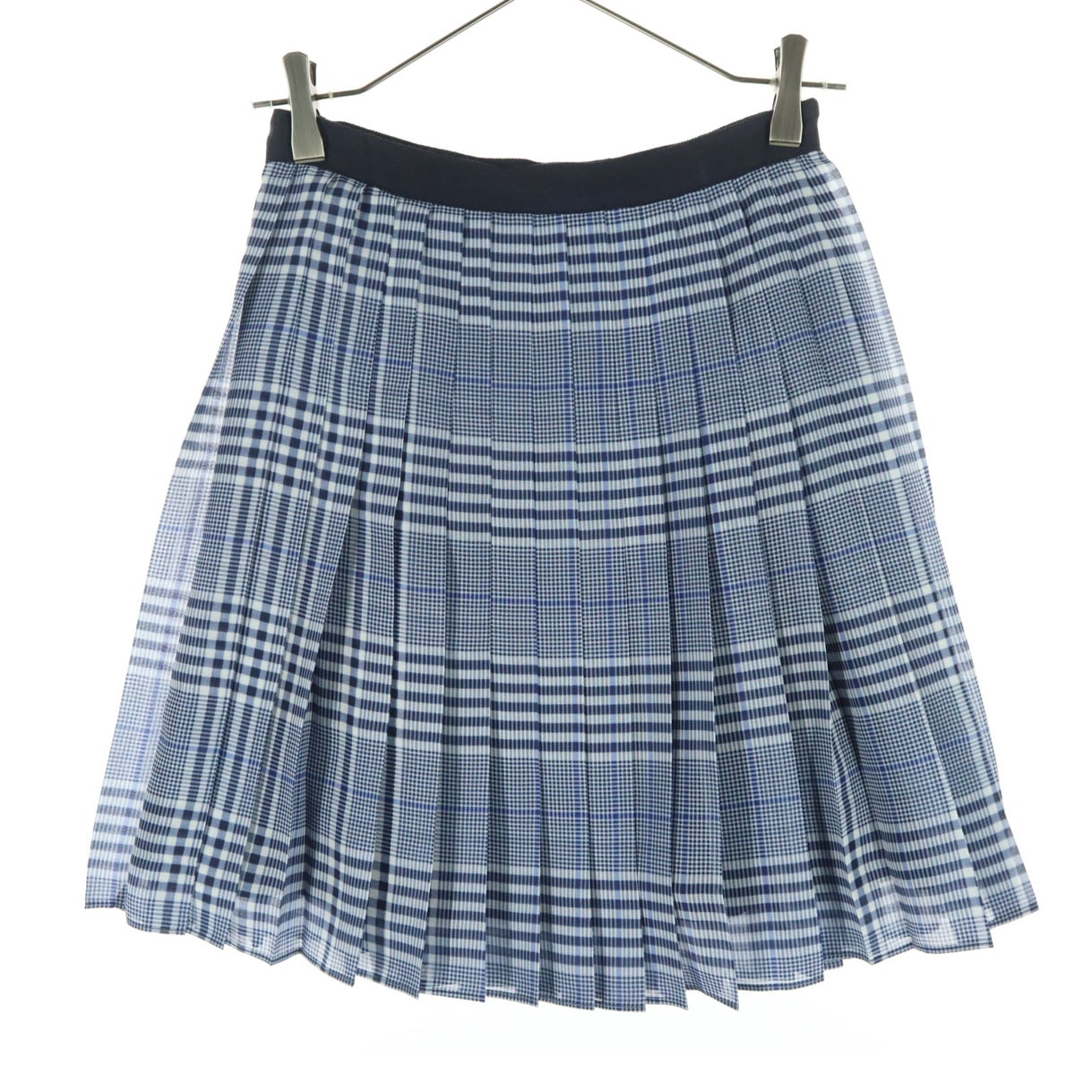 美品 TOMMY HILFIGER トミーヒルフィガー チェック柄 ミニ丈 プリーツスカート 2 ネイビー系