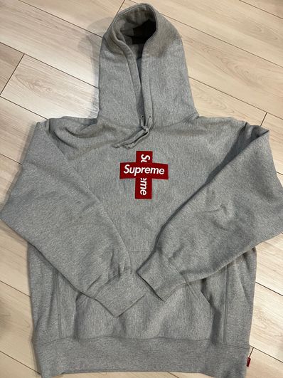 Supreme Cross Box Logo Hooded Sweatshirt "Grey"
