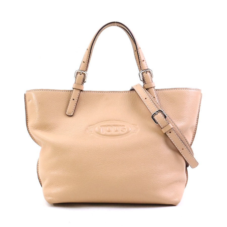 トッズ TOD’S ハンドバッグ ショルダーバッグ レザー ペールオレンジ レディース【中古】 r11306k