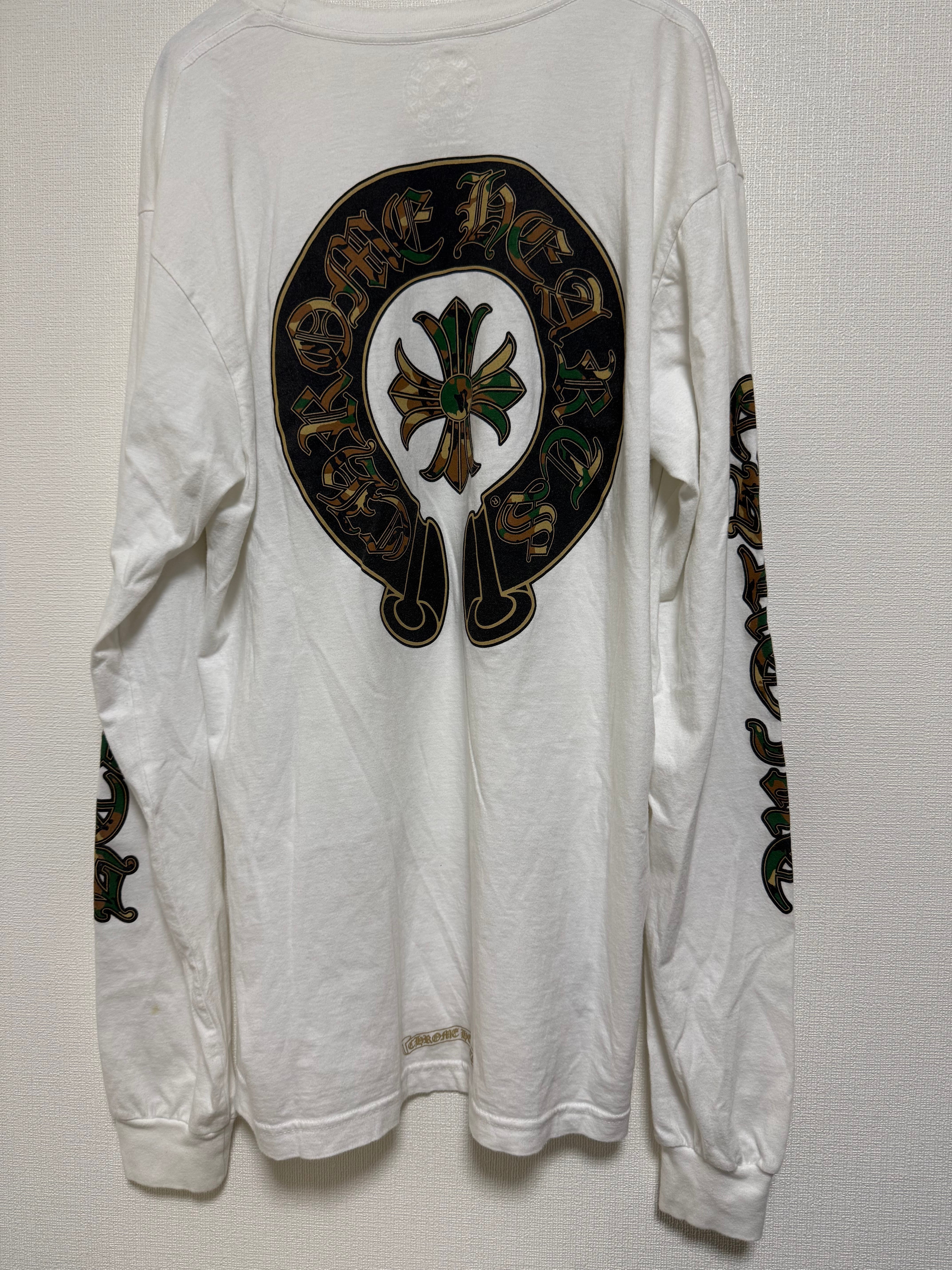 Chrome Hearts Horse Shoe 3 CEM CRS Pocket L/S T-Shirt Camouflage "White/Gold"