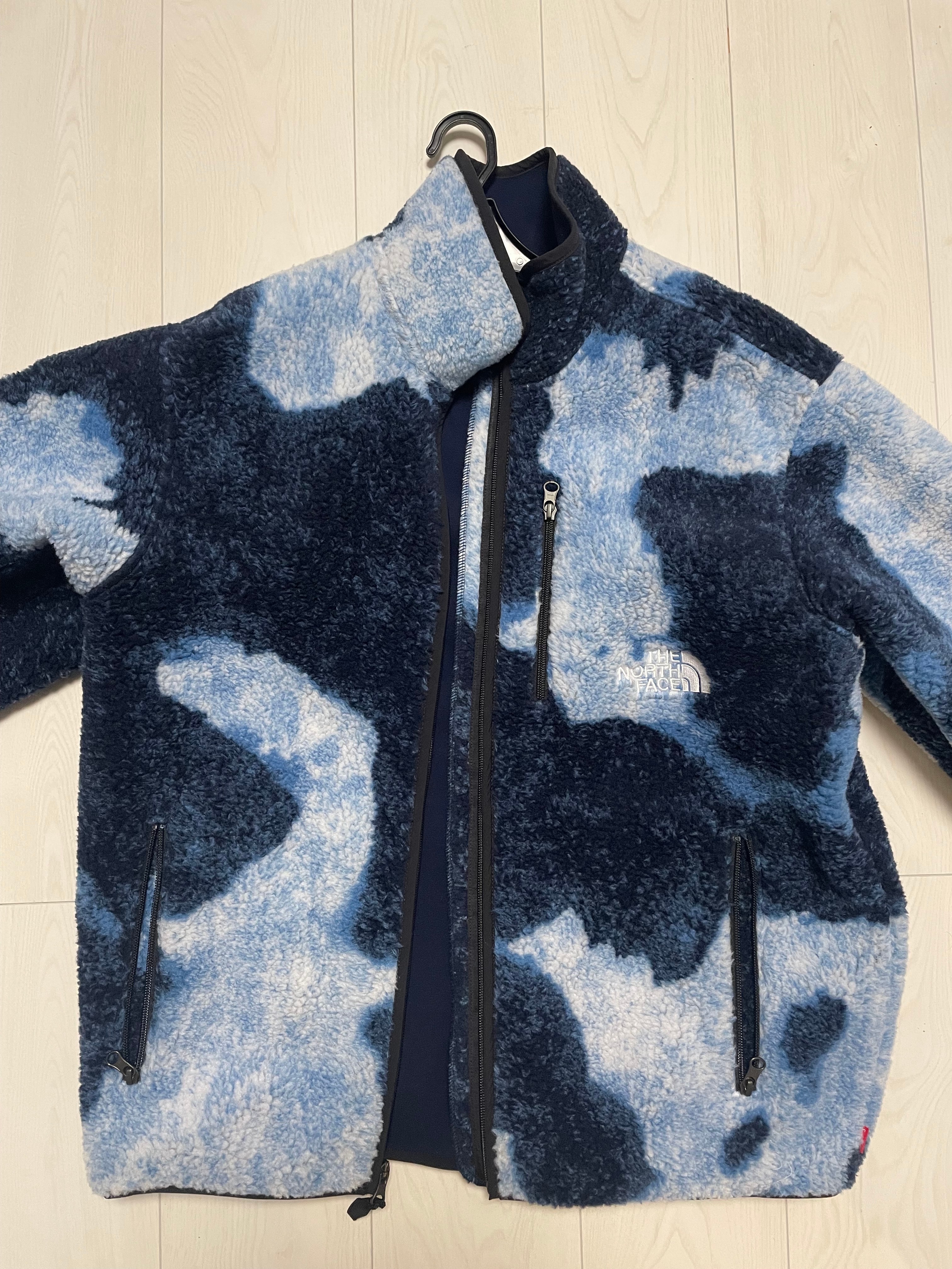 Supreme x The North Face Bleached Denim Print Fleece Jacket "Indigo"