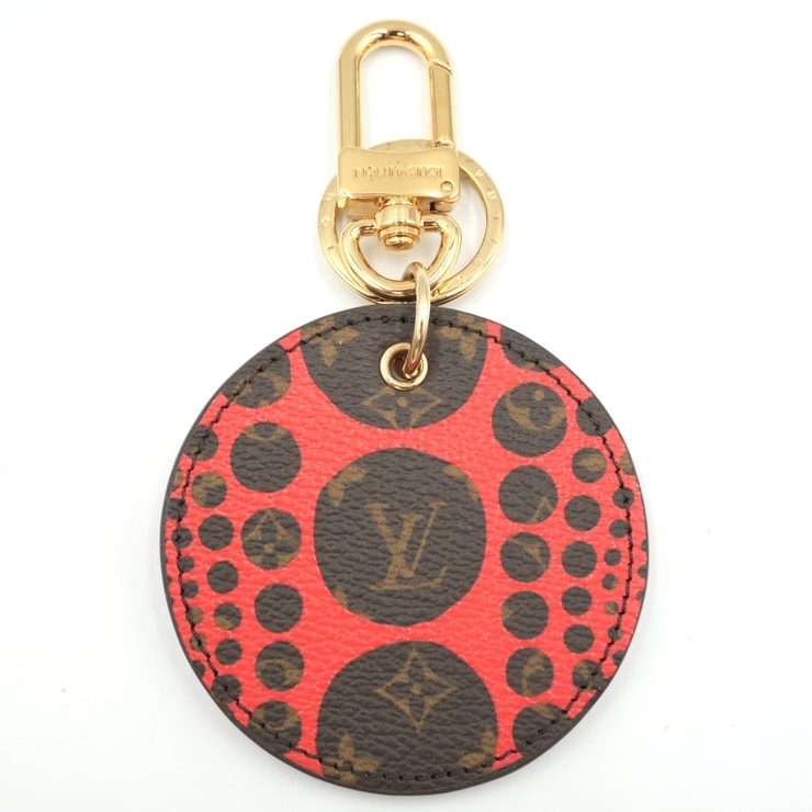LOUIS VUITTON(ルイヴィトン)×草間彌生 ポルト クレ モノグラム パンプキンドット バッグチャーム キーホルダー レッド ゴールド金具 M66736【中古】