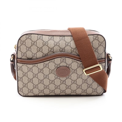 グッチ GUCCI ジャンボGG ショルダーバッグ バッグ PVCコーティングキャンバス レザー メンズ レディース ベージュ系 / ブラウン系 675891 【中古】