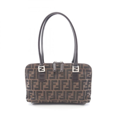 フェンディ FENDI ズッカ ハンドバッグ バッグ キャンバス レザー レディース ブラウン系 【中古】