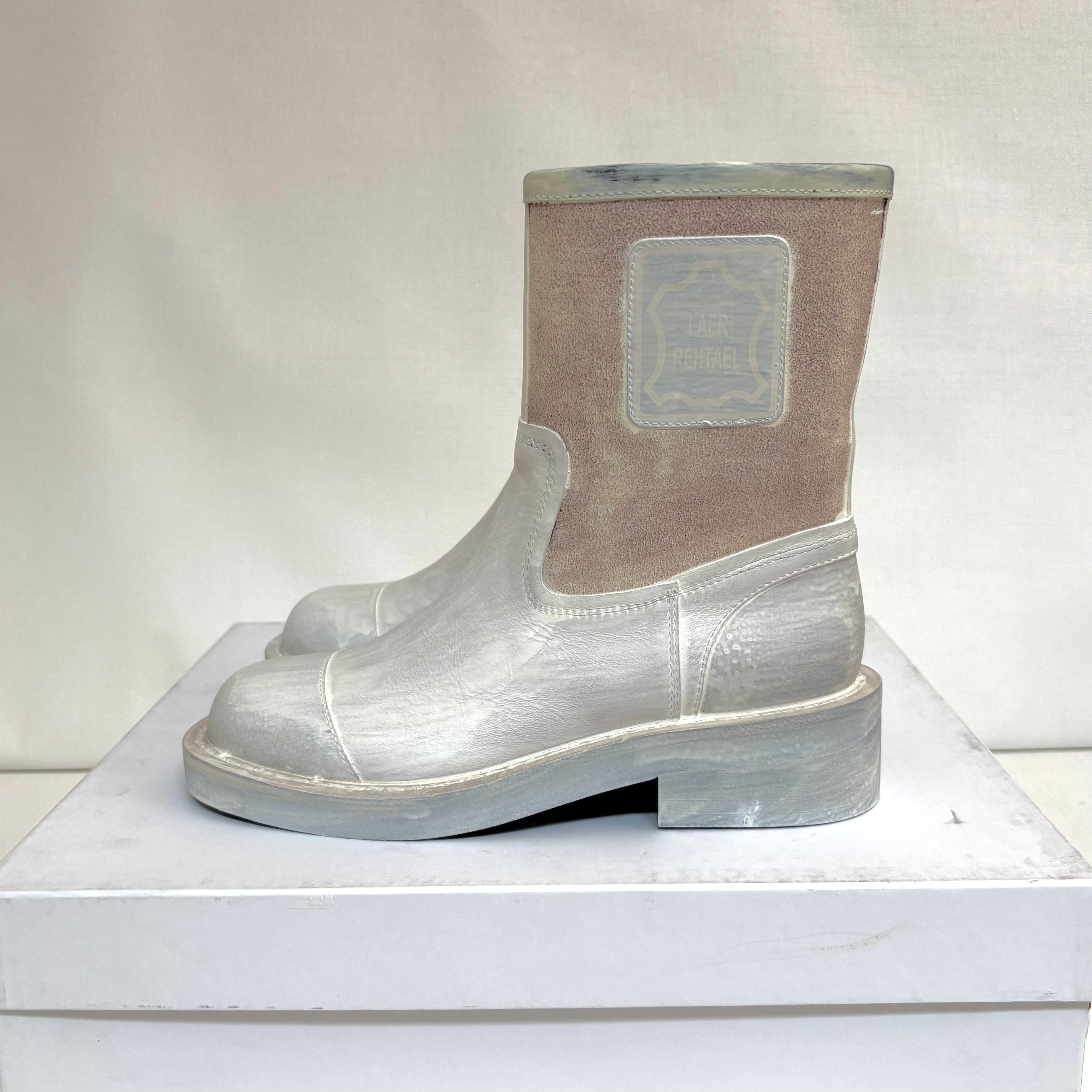MM6 Maison Margiela Paint-Effect Boots "White"