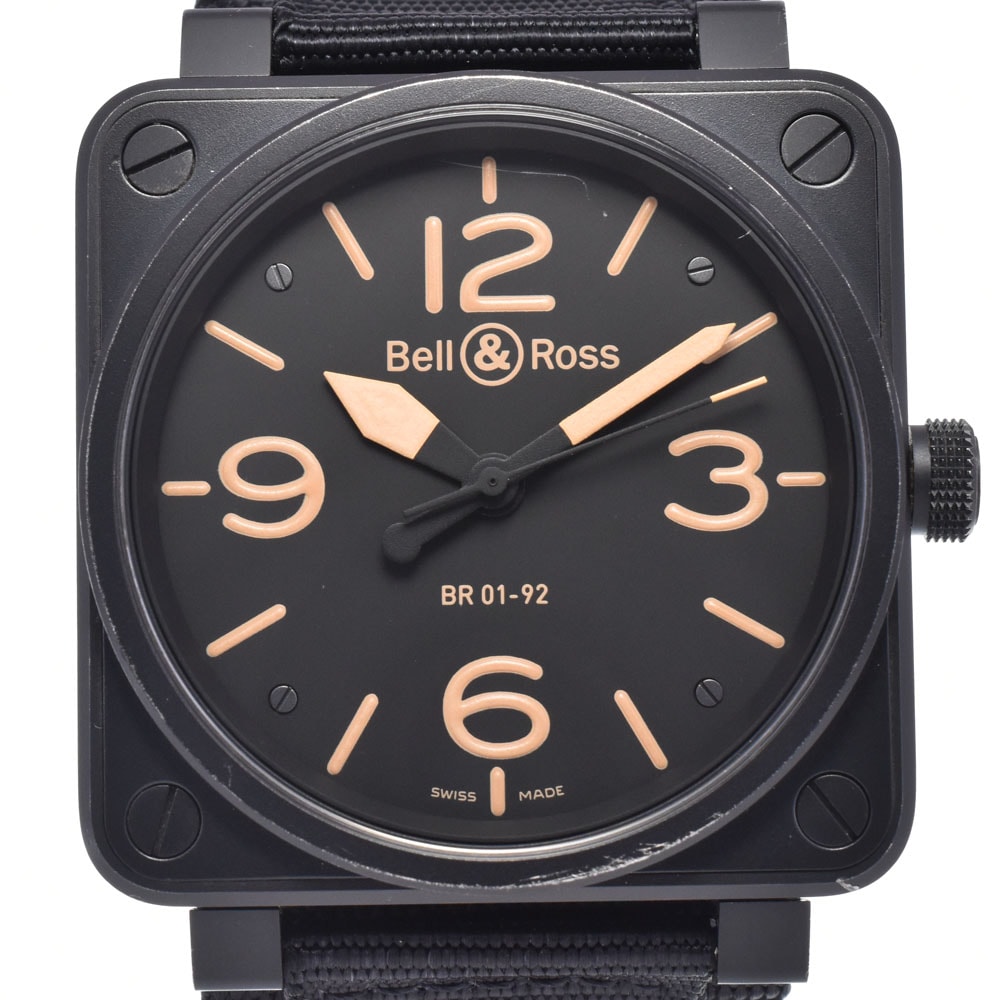 ベル&ロス Bell&Ross BR01-92HERI-CA ヘリテージ デイト ブラック 自動巻き メンズ 美品 箱・保証書付き 腕時計 K#148199