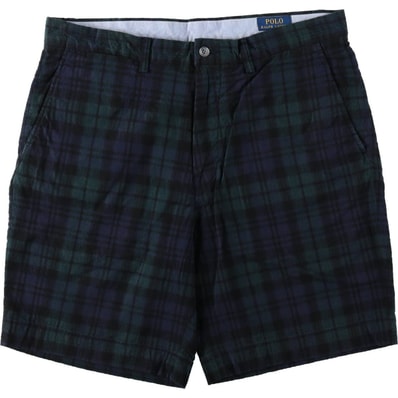 古着 ラルフローレン Ralph Lauren POLO RALPH LAUREN STRETCH CLASSIC FIT ブラックウォッチチェック シアサッカー コットンショーツ ショートパンツ メンズw36相当/eaa658691