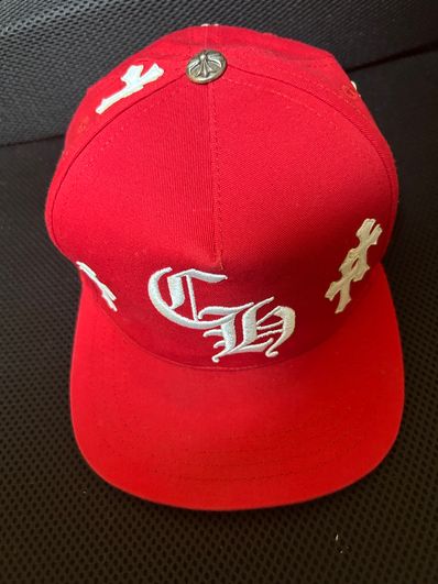 Chrome Hearts CH Hat Cross Patch Baseball Cap "Red/White"