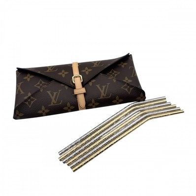 LOUIS VUITTON ルイヴィトン 食器 エテュイ・6 ストロー ケース カトラリー モノグラム 雑貨 GI0477 ゴールド シルバー レディース 美品【中古品】