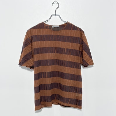 ISSEY MIYAKE MEN PLEATS BORDER S/S TEE Brown