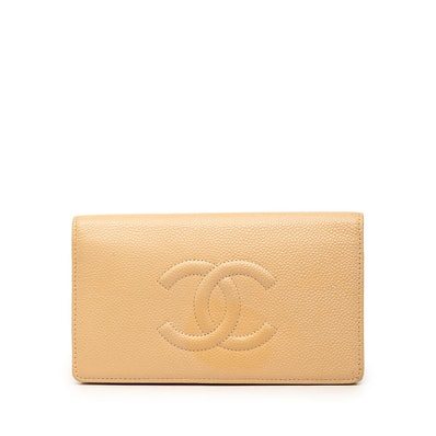 シャネル ココマーク 長財布 ベージュ キャビアスキン レディース CHANEL 【中古】