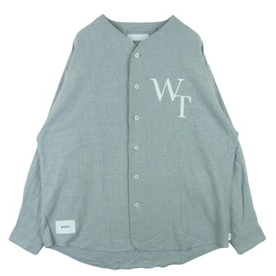 WTAPS ダブルタップス 23SS 231TQDT-SHM07 LEAGUE LS COTTON. TWILL 長袖 ベースボール シャツ グレー系 02【中古】
