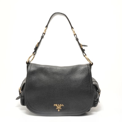 プラダ PRADA ワンショルダー サイドポケット レザー ショルダーバッグ【中古】