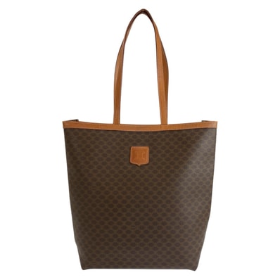 美品 CELINE セリーヌ マカダム ブラウン PVC レザー/ トートバッグ ショルダーバッグ 604618 【中古】