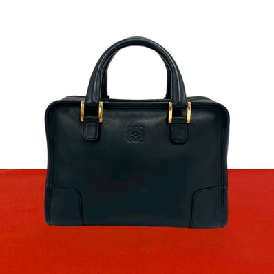 LOEWE ロエベ アマソナ 28 アナグラム ロゴ レザー ハンドバッグ ブラック
975-1