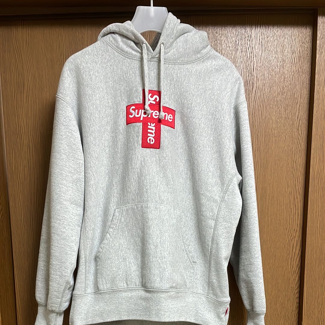 Supreme Cross Box Logo Hooded Sweatshirt "Grey"
