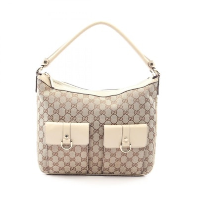 グッチ GUCCI ショルダーバッグ バッグ キャンバス レザー レディース ベージュ系 / アイボリー系 153025 【中古】