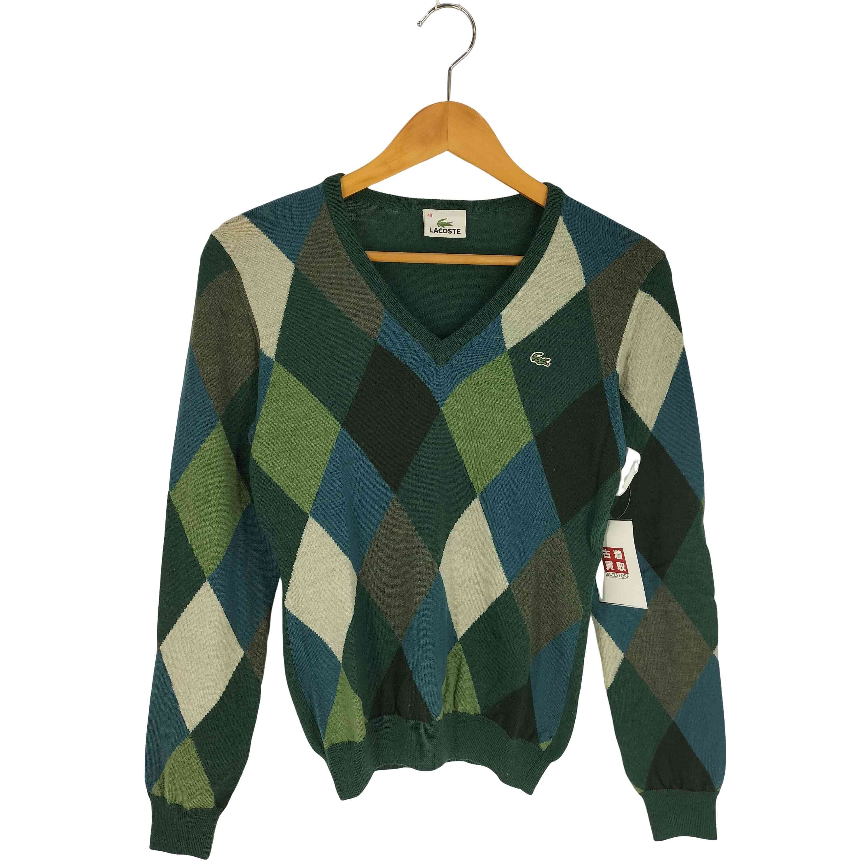 ロゴ刺繍 ウール アーガイルVネックニット【1142596786216】