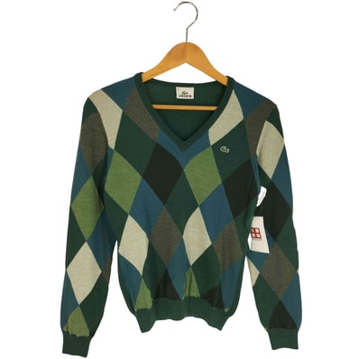 ロゴ刺繍 ウール アーガイルVネックニット【1142596786216】