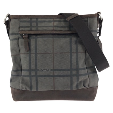 美品 COACH コーチ カムデン タッタソール ダークブラウン シルバー金具 キャンバス スウェード/ ショルダーバッグ メッセンジャーバッグ 600305 【中古】