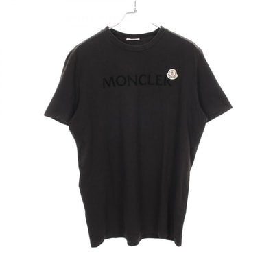 モンクレール MONCLER ロゴ クルーネック 半袖Tシャツ 衣料品 トップス コットン メンズ ブラック系 8C00064 【中古】